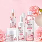 Private Label Moisturizing Rose Toner Facial Skin Anti Aging Lightening Cream Face Serum Face Wash Personal Skin Care Set