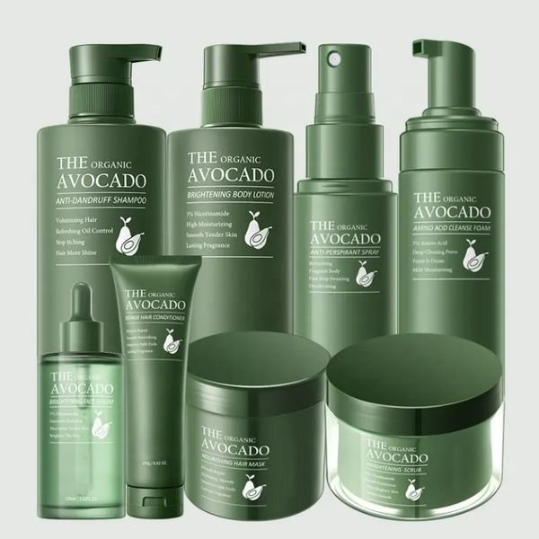 OEM Private Label Wholesale Avocado Amino Acid Hair Shampoo Skin Care Bath Hair Cleansing Moisturizing Whitening Body Wash Set