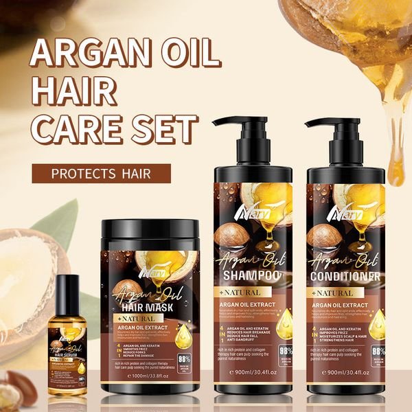 Private Label Natural Moroccan Nut Oil Hair Care Product Manufacturer Anti Hair Loss Hair Biotin Repair Shampoo Conditioner Set
