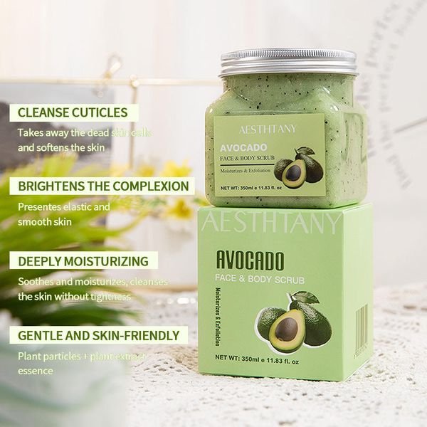 Nourishing Hydrating Smoothing Avocado Extract Gentle Exfoliating Moisturizing Body Scrub 350g