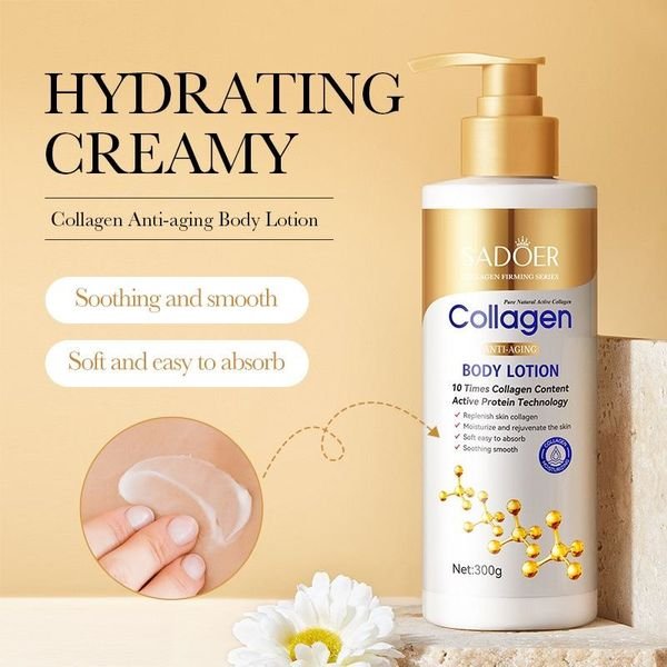 Wholesale 300g Collagen Body Lotion Moisturizing Refreshing Anti-aging Body Cream Lotion for Sadoer