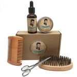 Men's Beard Care Essentials Including Comb Brush Oil and Cream for Suit-Friendly Beard Maintenance