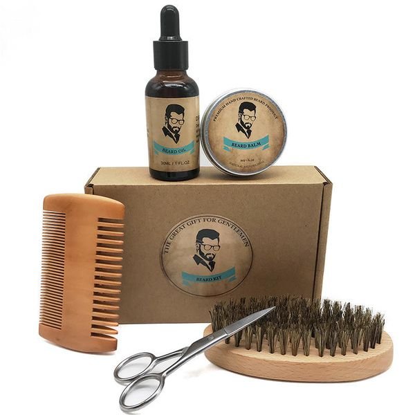 Men's Beard Care Essentials Including Comb Brush Oil and Cream for Suit-Friendly Beard Maintenance