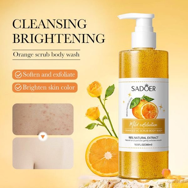 SADOER Natural Vegan Bath Lotion Moisturizing Perfumed Body Wash with Orange Extract Whitening Feature Wholesale Shower Gel