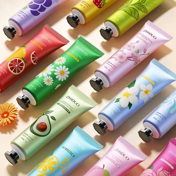Private Label OEM Hot Sales ZHIDUO Hand Cream Lotion Fruits Plant Extract Organic Whitening Moisturizing Hand Cream